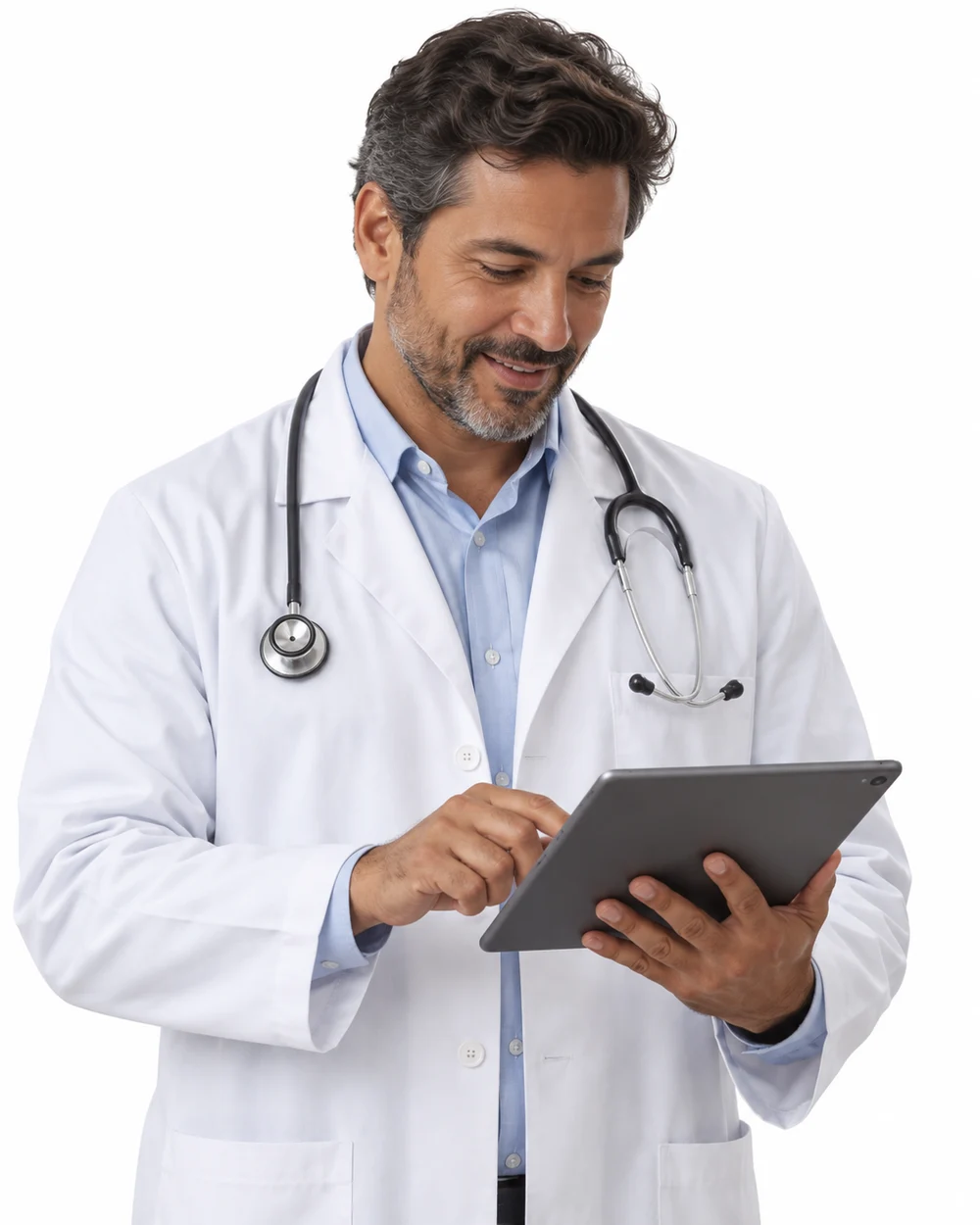 Médico usando o Atenda em um tablet